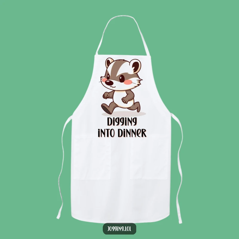 Funny Badger Jogger Apron: Determined Badger Uphill Kitchen Wear for Chefs