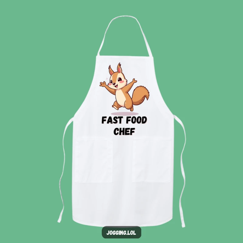 Funny Squirrel Running Apron - Chef's Energetic Arm Pumping Kitchen Companion Gift
