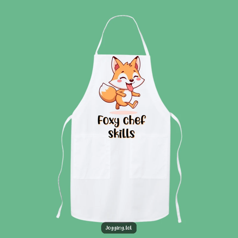Funny Fox Apron - Cheerful Tongue Out Kitchen Cartoon Gift