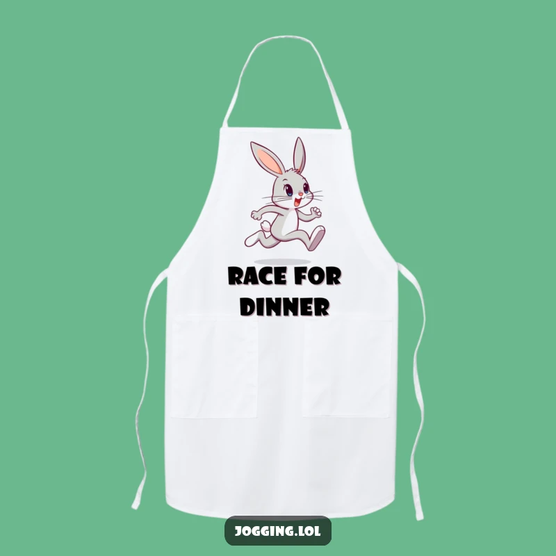 Funny Bunny Sprint Apron: Chef Hare's Determined Kitchen Dash, Unique Gift!