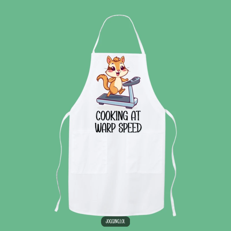 Funny Chipmunk Runner Apron: Treadmill Pace for a Hilariously Efficient Kitchen!
