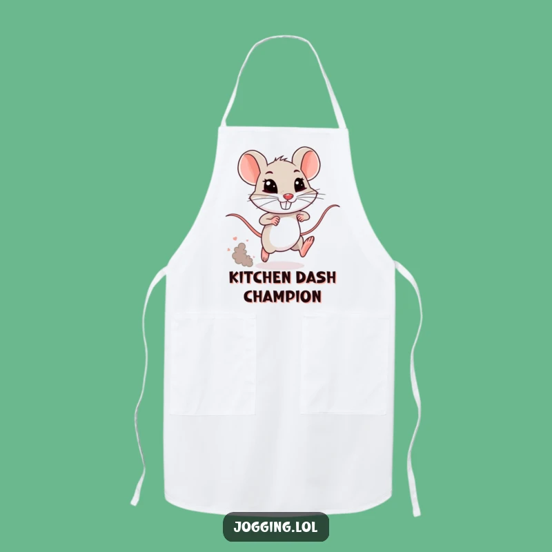 Funny Mouse Sprinting Apron: Comical Tiny Rodent Kitchen Gift
