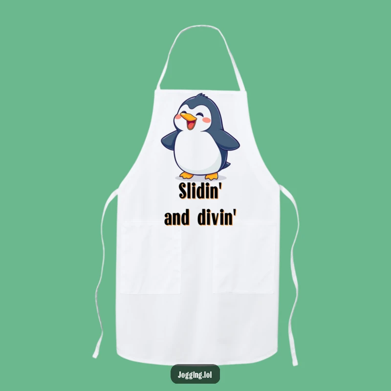 Funny Penguin Sliding Apron - Kitchen Character Wear for Cooking Fun