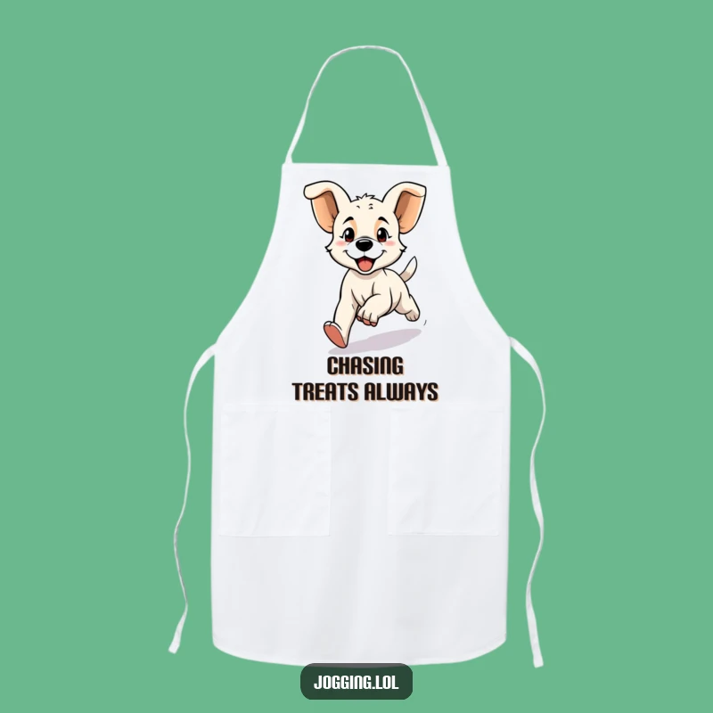Funny Puppy Jogging Apron: Kitchen Fun with an Enthusiastic Dog Design