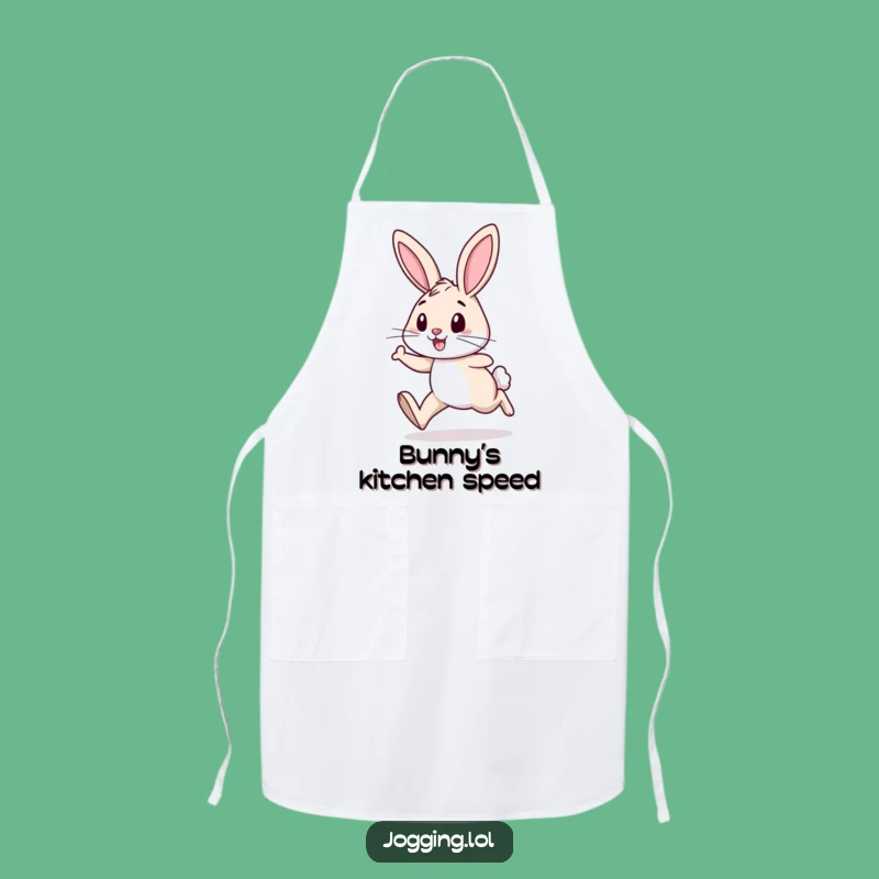 Funny Rabbit Jogging Apron: Cheerful Hare Runner Kitchen Wear for Culinary Fun