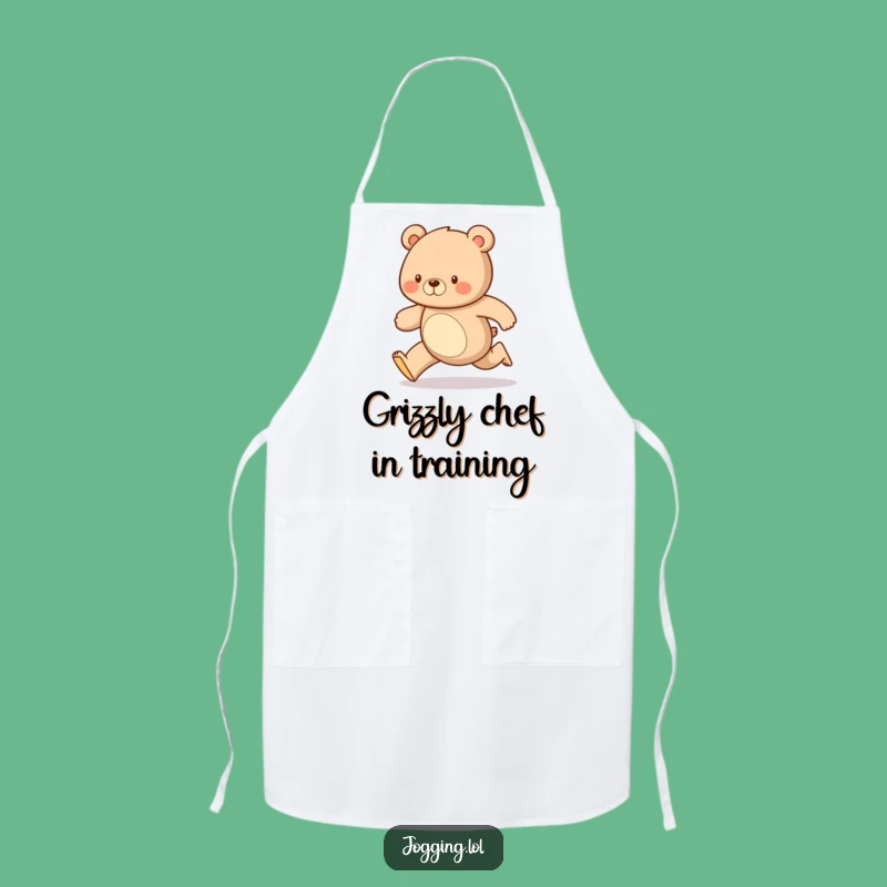 Funny Bear Apron: Cook Steadily with Diligence, Featuring a Running Bear