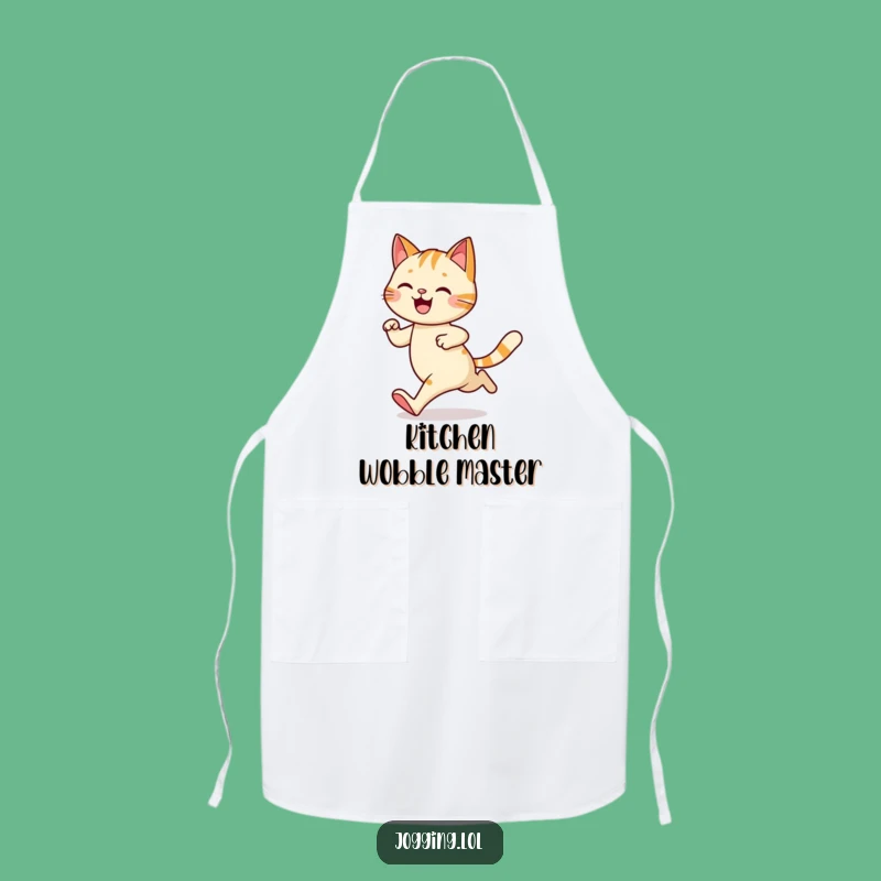 Funny Cat Jogging Apron: Kitchen Fun with a Playful Feline Design for Chefs