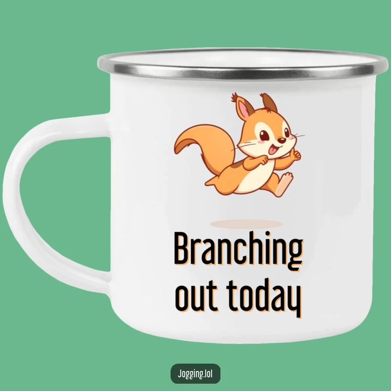Funny Squirrel Sprinter Camping Mug: Playful Enamel Camp Cup, Gift