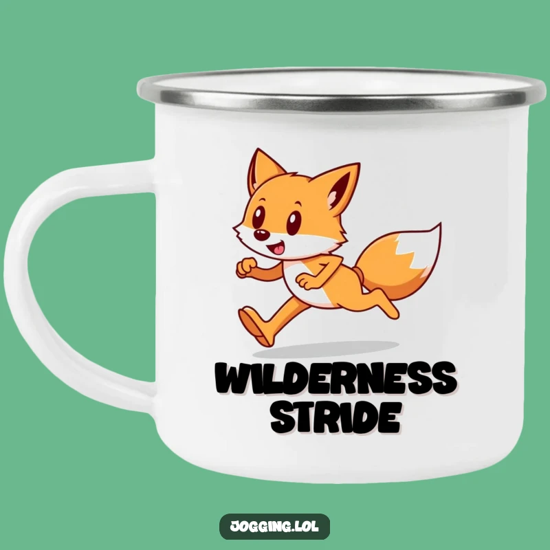 Funny Fox Runner Camping Mug: Sly Enamel Camp Cup, Great Gift