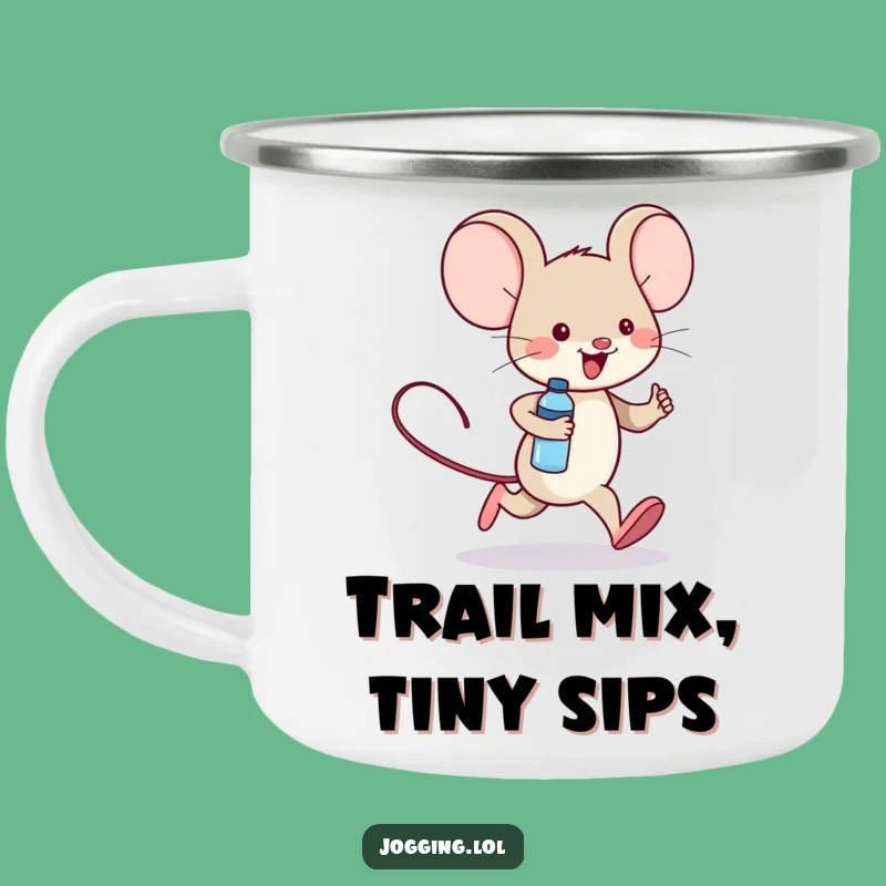 Funny Mouse Jogger Camping Mug: Cheerful Outdoor Adventure Companion