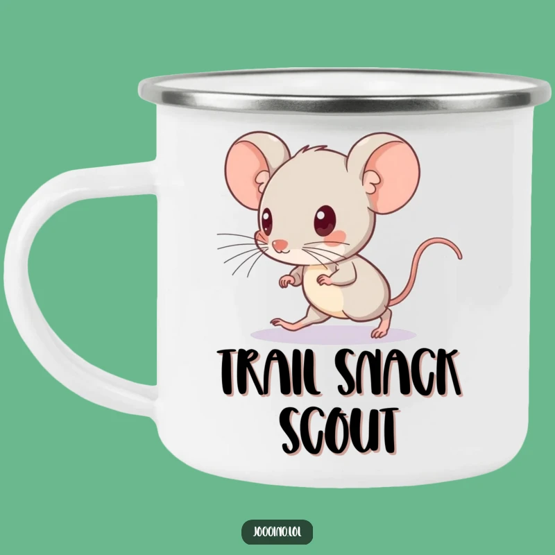 Funny Mouse Runner Camping Mug: Curious Mouse Pace Setter Enamel Mug