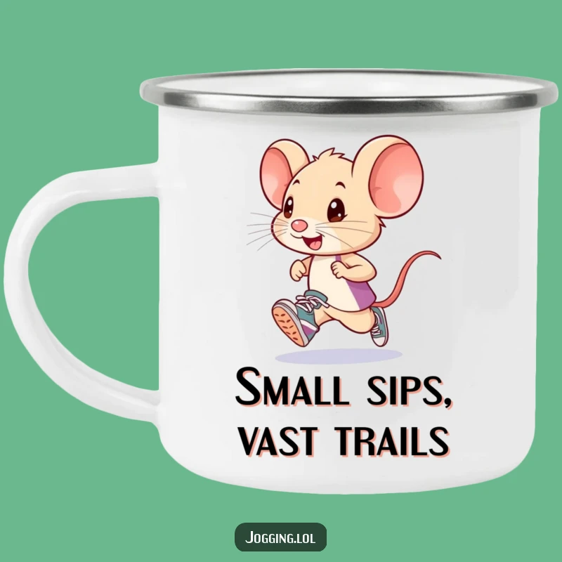 Funny Mouse Runner Camping Mug: Tiny Sneakers for Hilarious Trail Sips!