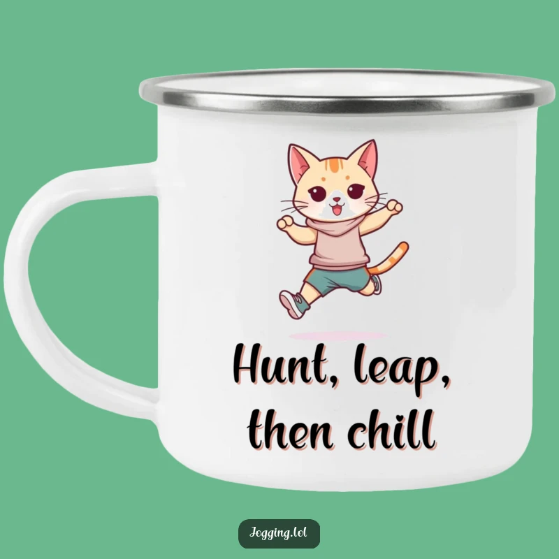 Funny Athletic Cat Camping Mug - Durable Feline Jumper for Outdoor Adventures Gift