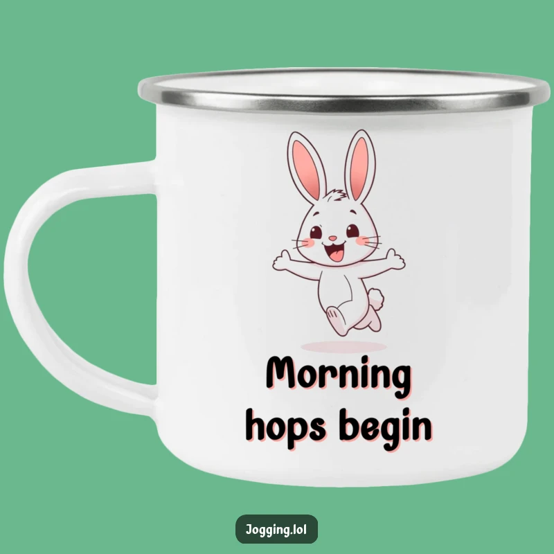 Funny Rabbit Camping Mug - Cheerful Jogger's Adventure Drinkware Gift