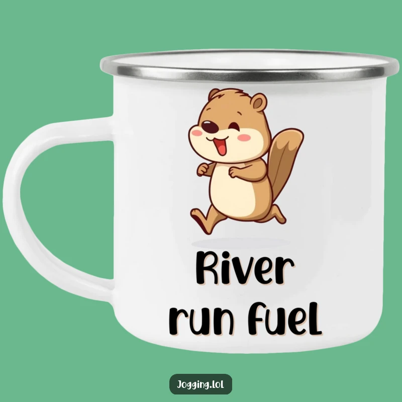 Funny Beaver Runner Camping Mug: Busy Enamel Camp Cup, Great Gift