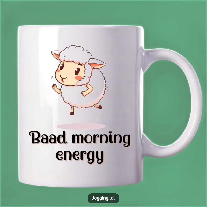 Funny Sheep Jogging Mug: Comical Happy Ewe Gift for Coffee Lovers