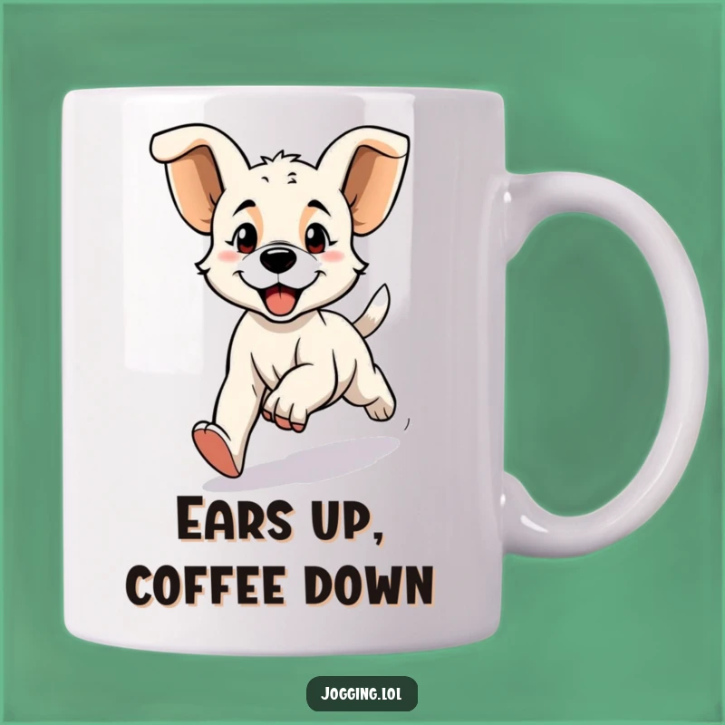 Funny Puppy Jogging Mug: Enthusiastic Ears for Dog Lovers and Fitness Fans