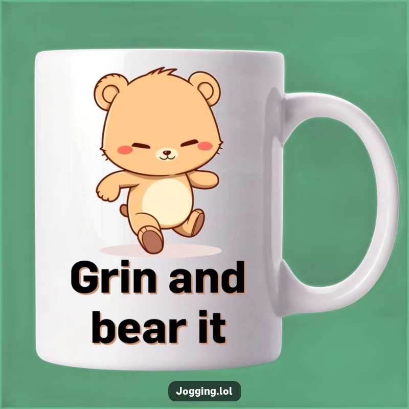 Funny Bear Cub Jogger Mug - Determined Grin Fitness Gift