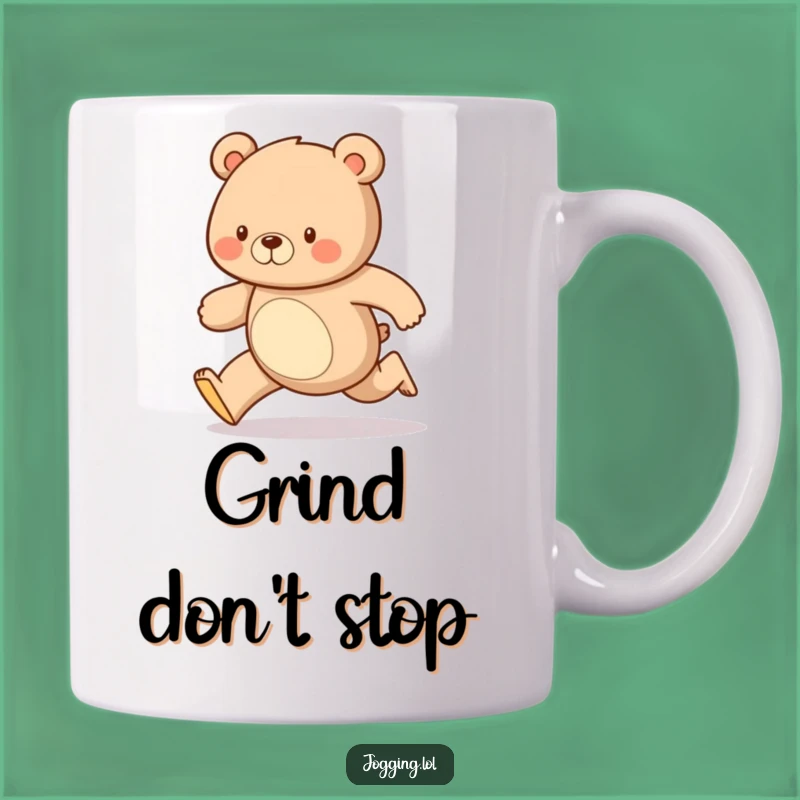 Funny Bear Mug: Diligent Bear Running, Perfect Humorous Gift for Steady Go-Getters
