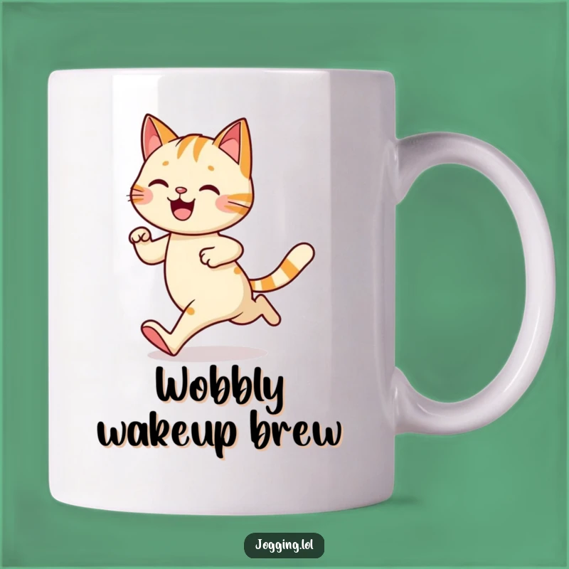 Funny Cat Jogging Mug: Whimsical Wobble for Cat Lovers and Fitness Fun