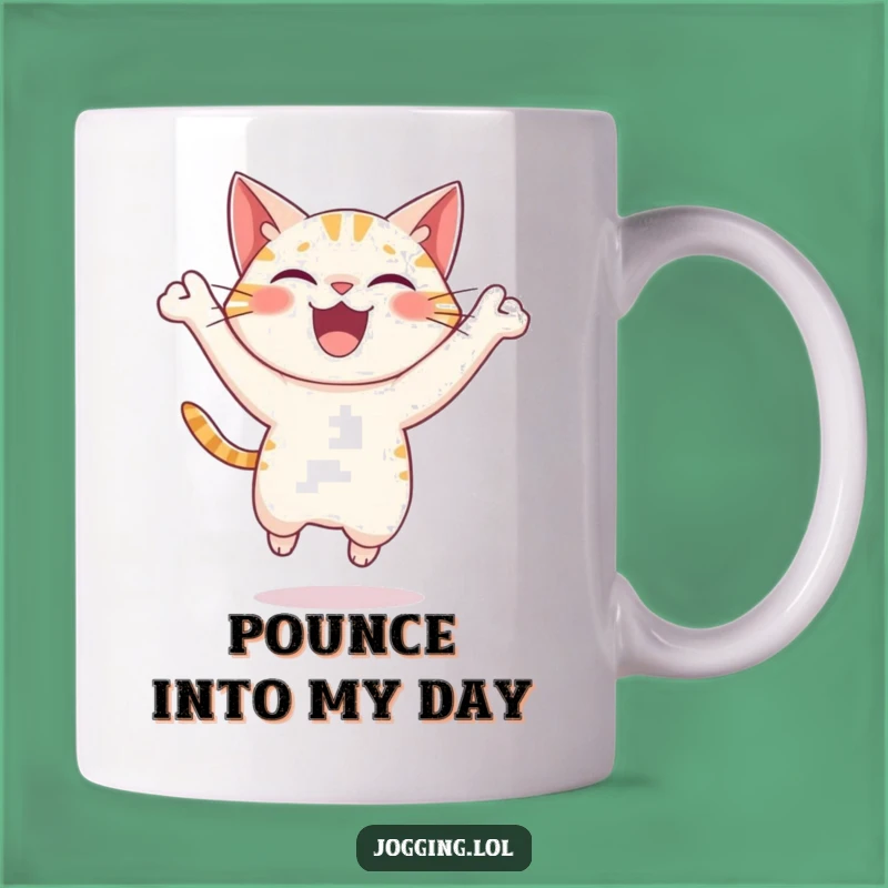 Funny Cat Leap Mug - Joyful Feline Gift for Cat Lovers