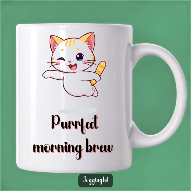 Funny Cat Running Mug - Graceful Character Gift for Feline Fun Lovers