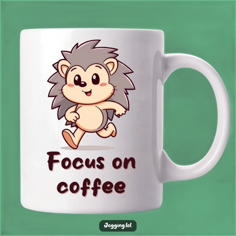 Funny Hedgehog Run Mug: Focused Critter's Dash, Perfect Gift!