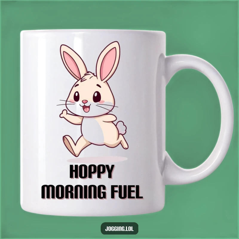 Funny Rabbit Jogging Mug: Cheerful Hare Runner Gift for Fitness Fans
