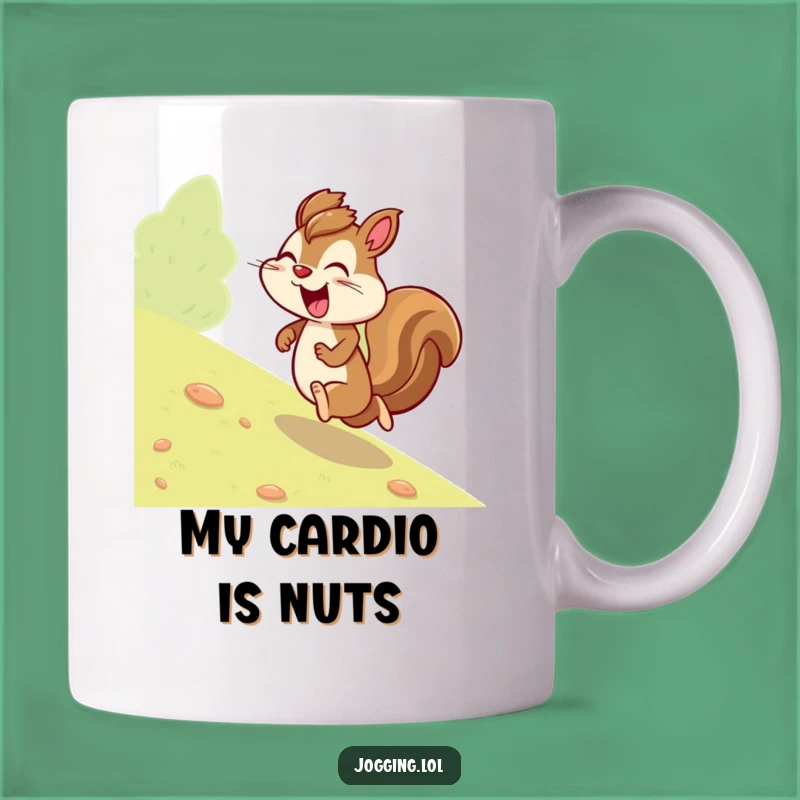 Funny Giggling Squirrel Jogging Uphill Mug - Hilarious Determination Gift