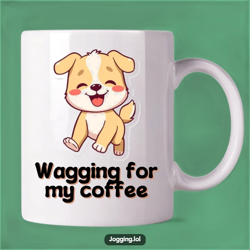 Funny Dog Wagging Mug - Energetic Character Gift for Happy Dog Lovers