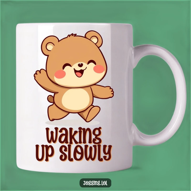 Funny Bear Jogger Mug: Curious Explorer Gift, Joyful Running Mug