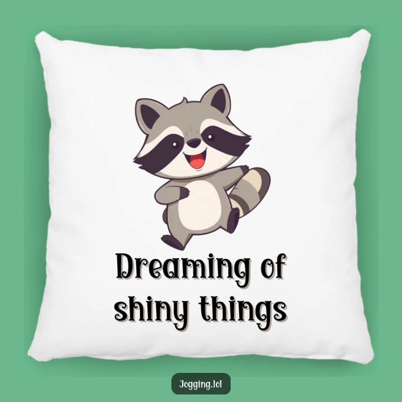 Funny Raccoon Pillow: Cuddle Up with a Joyful, Fast-Moving Raccoon