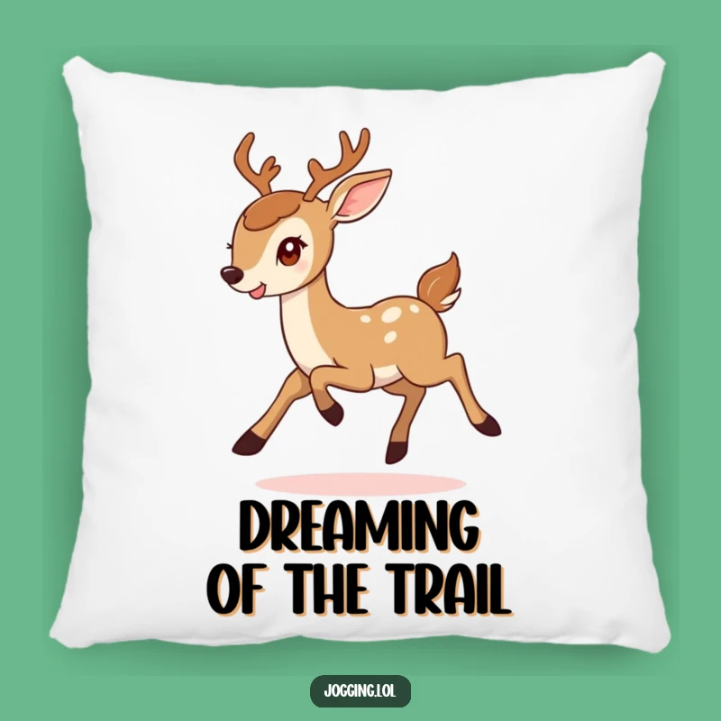 Funny Deer Pillow: Cuddle Up with a Smiling Deer's Determined Bound, Cozy Humor Gift