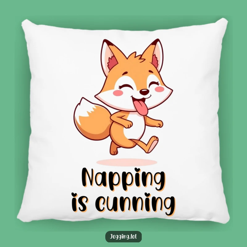 Funny Fox Pillow - Cheerful Tongue Out Comfy Cartoon Gift