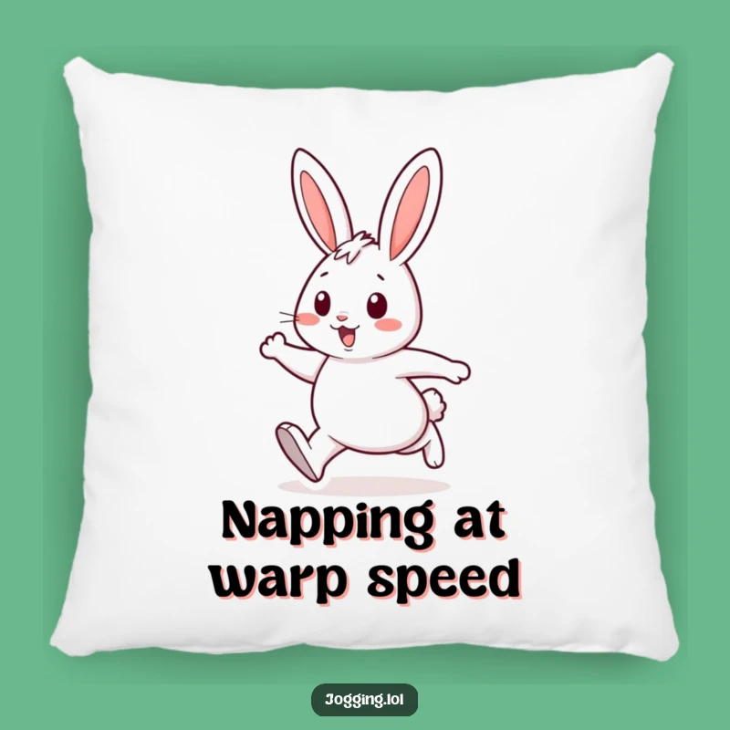 Funny Rabbit Accent Pillow - Cheerful Energetic Strides Couch Decor Gift