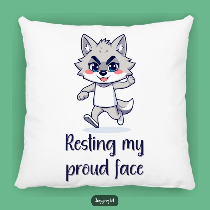 Funny Wolf Jogger Pillow: Confident Smile for Cozy, Hilarious Comfort!