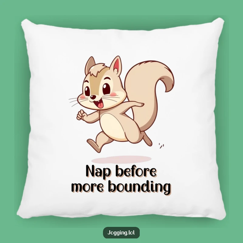 Funny Squirrel Accent Pillow - Playful Exertion Bounding Comfort Gift