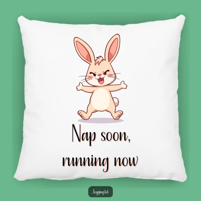 Funny Energetic Bunny Pillow - Cozy Determined Rabbit Accent for Comfort Gift