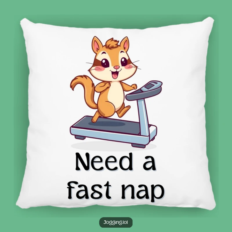 Funny Chipmunk Runner Pillow: Treadmill Speed for Cozy, Hilarious Comfort!