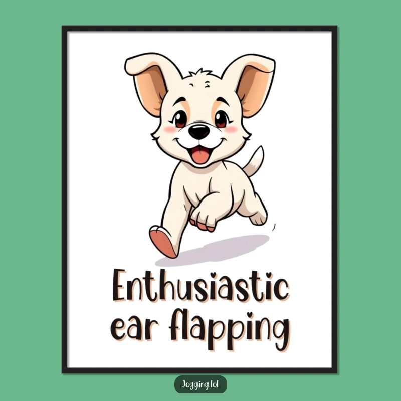 Funny Puppy Jogging Digital Art Print: Instant Download for Energetic Dog Decor