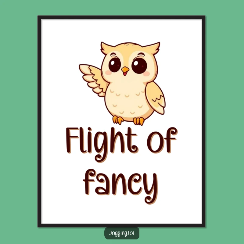 Funny Owl Jogging Digital Art: Downloadable Wisdom and Humor for Your Walls!