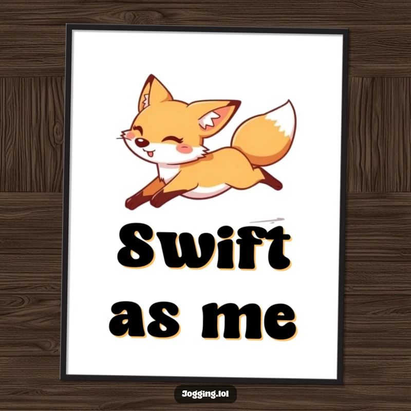 Funny cheerful fox digital art print, legs tucked, moving fast, playful wall art, instant download, great funny gift