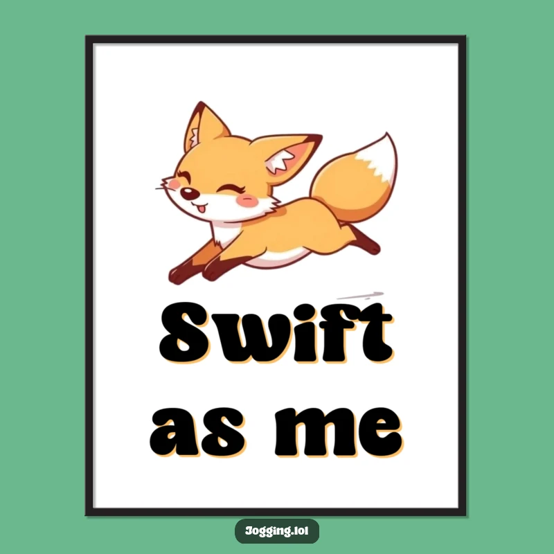 Funny Cheerful Fox Digital Art - Instant Fast Moving Leap Print for Walls Gift