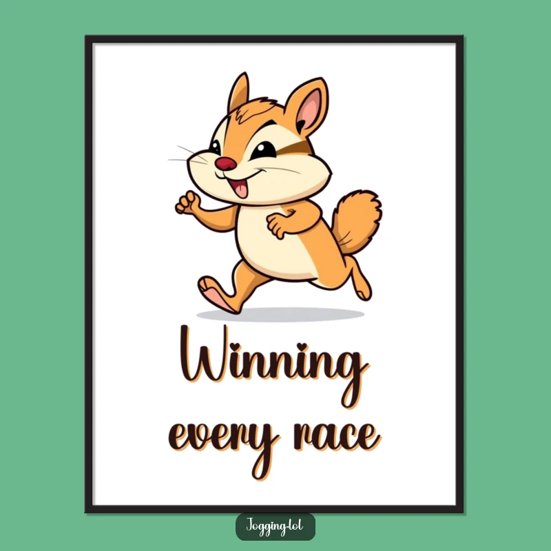 Funny Chipmunk Jogging Digital Art: Instantly Downloadable Hilarious Wall Decor!