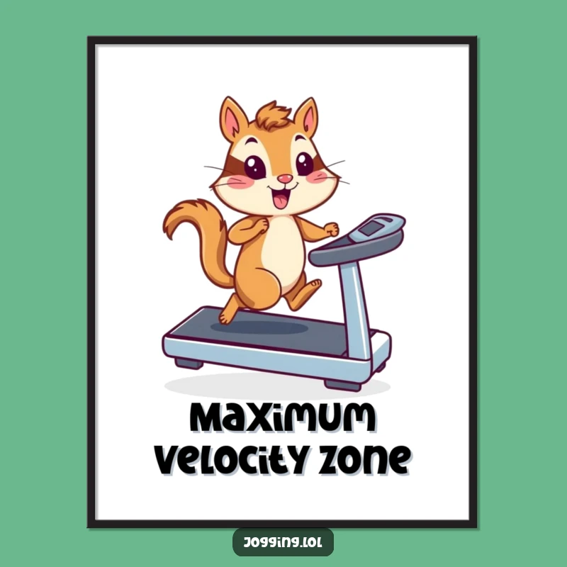 Funny Chipmunk Runner Digital Art: Treadmill Speed for Instant Hilarious Decor!