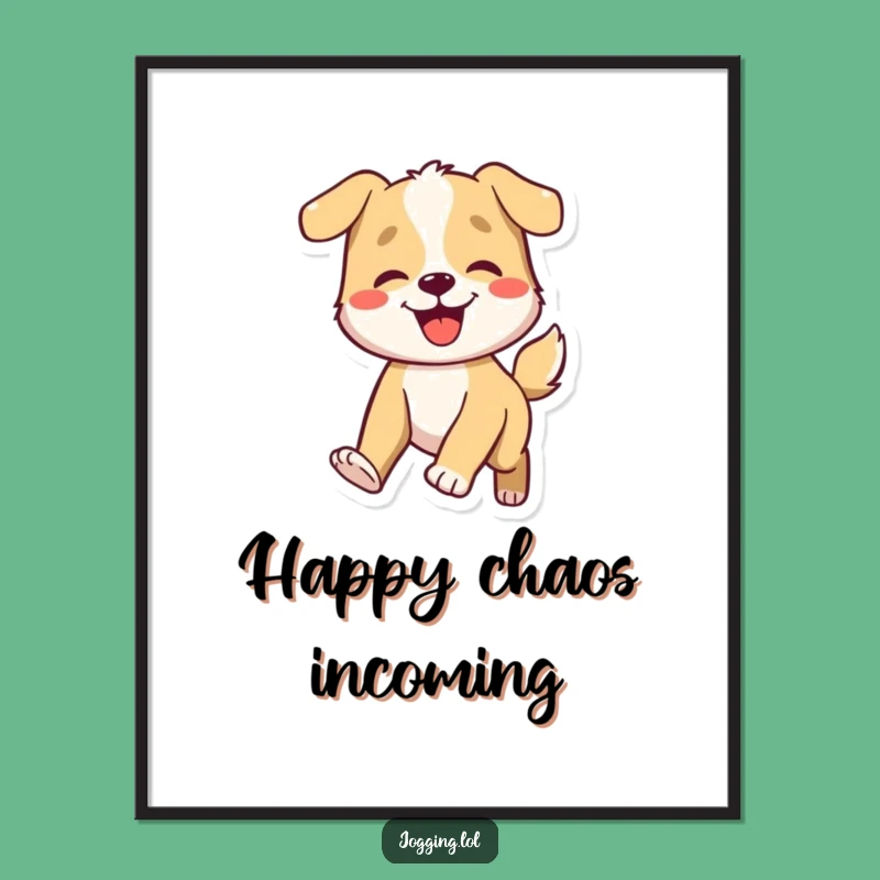 Funny Dog Wagging Digital Print - Instant Joyful Character Art Download