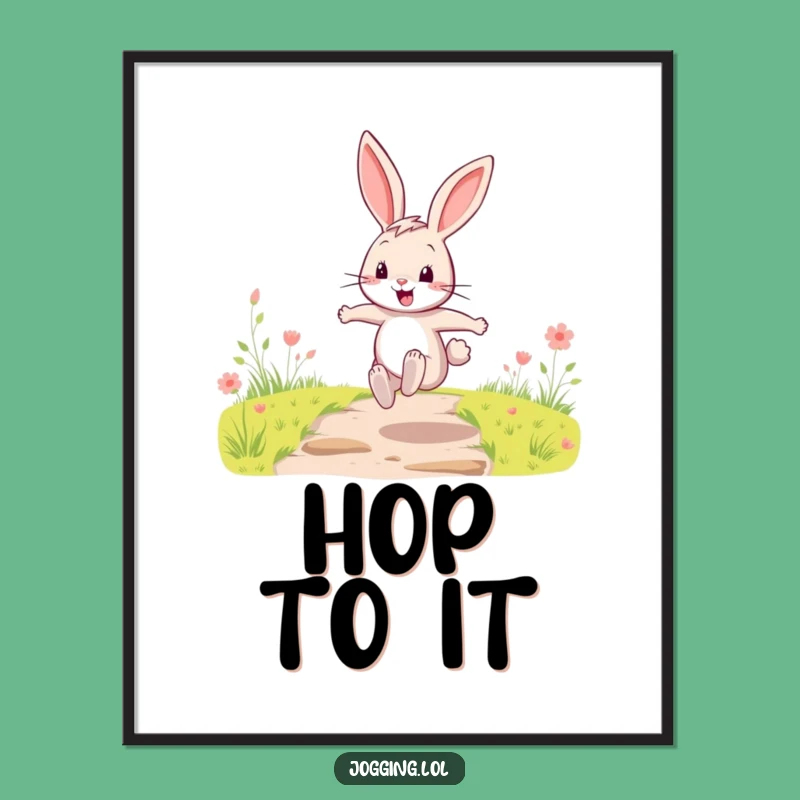 Funny Happy Rabbit Digital Art - Energetic Cartoon Wall Decor Gift