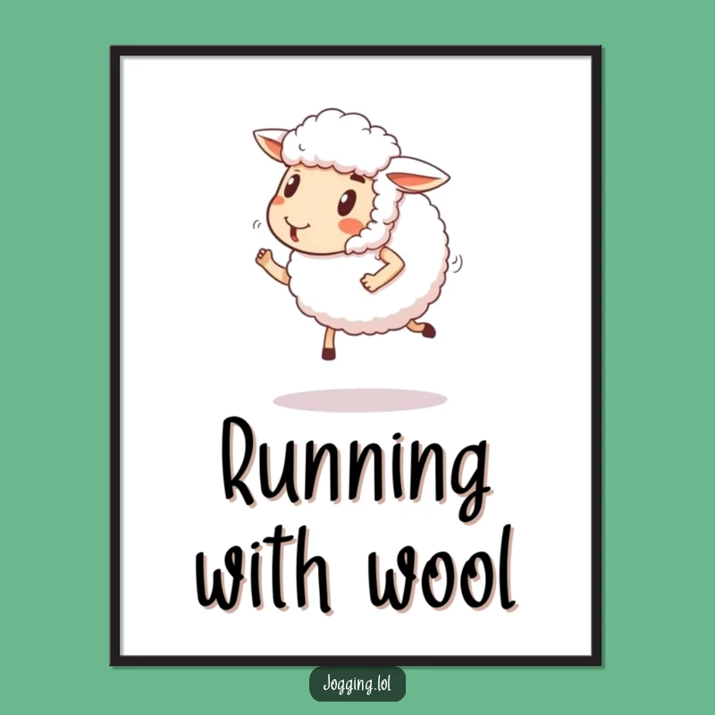 Funny Sheep Jogging Digital Art: Hilarious Happy Ewe Instant Download Gift
