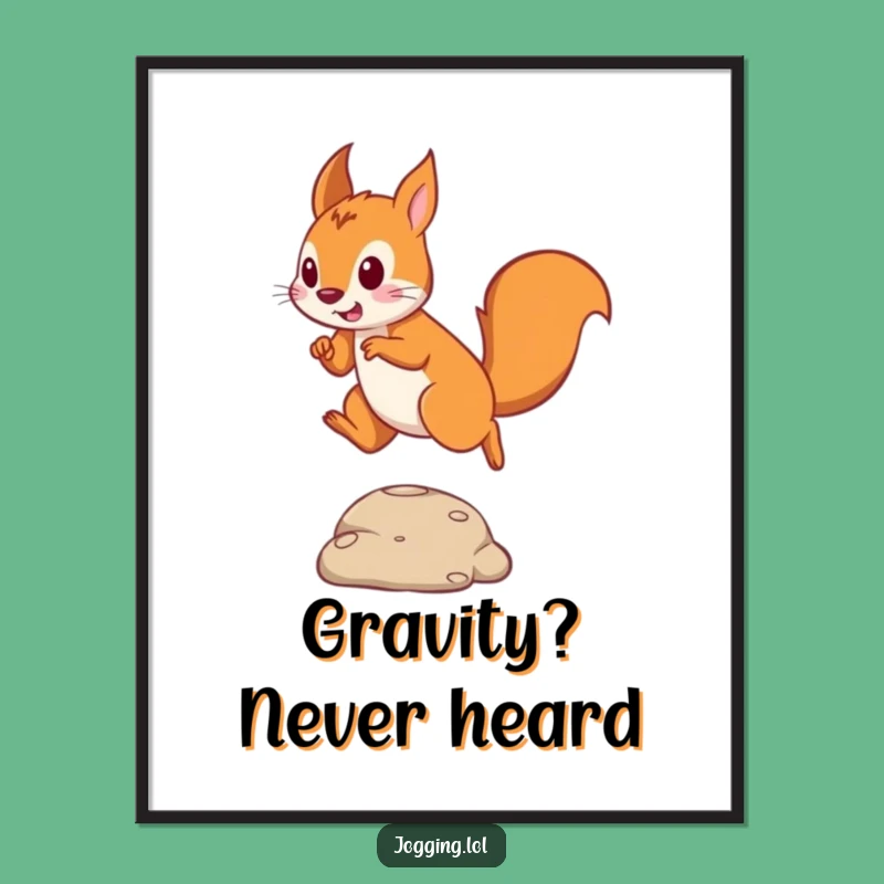 Funny Squirrel Jumper Digital Art: Playful Squirrel Leaping Printable Wall Decor