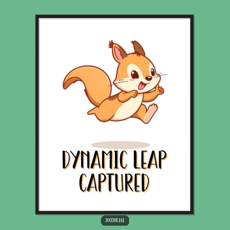 Funny Squirrel Sprinter Digital Print: Playful Leaper Instant Download
